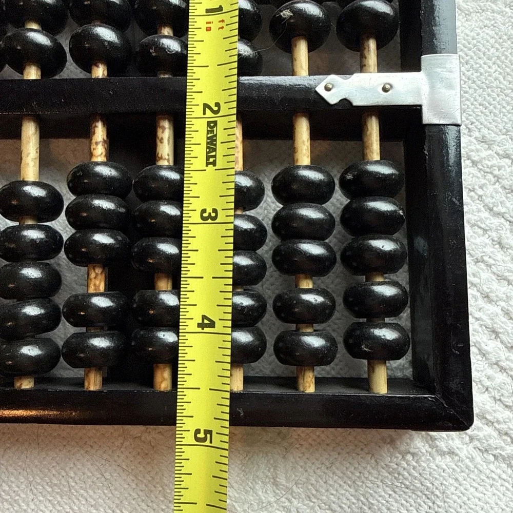 Vintage‎ Wooden Abacus Counting Frame Black Beads Asian Math Learning Tool